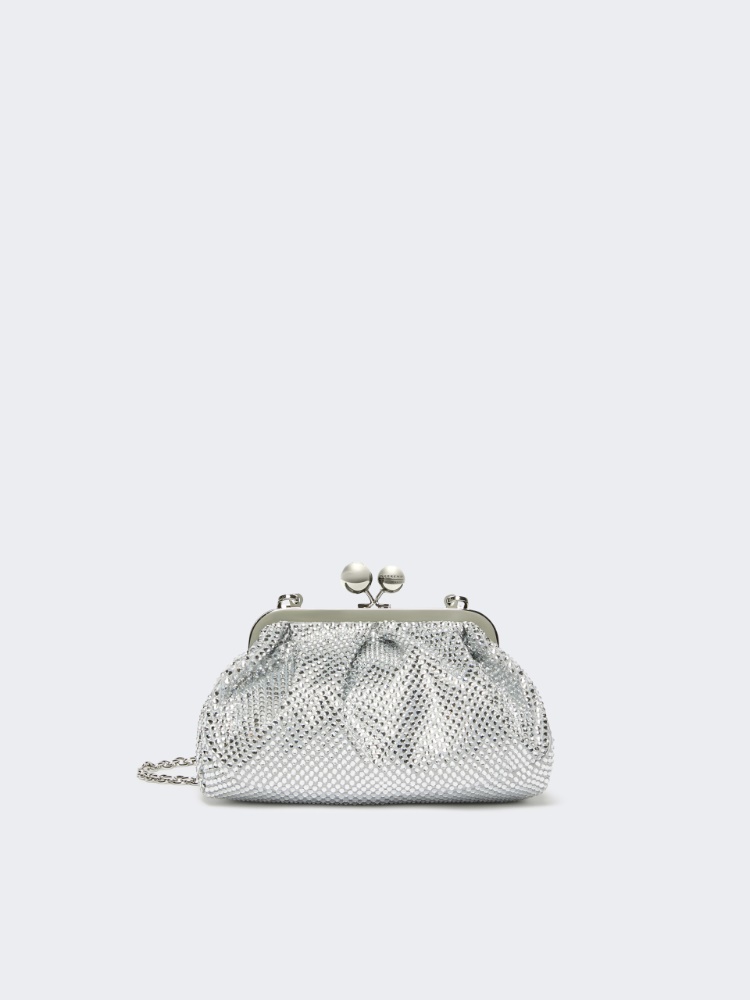 Small Pasticcino Bag in satin with rhinestones - OPTICAL WHITE - Weekend
