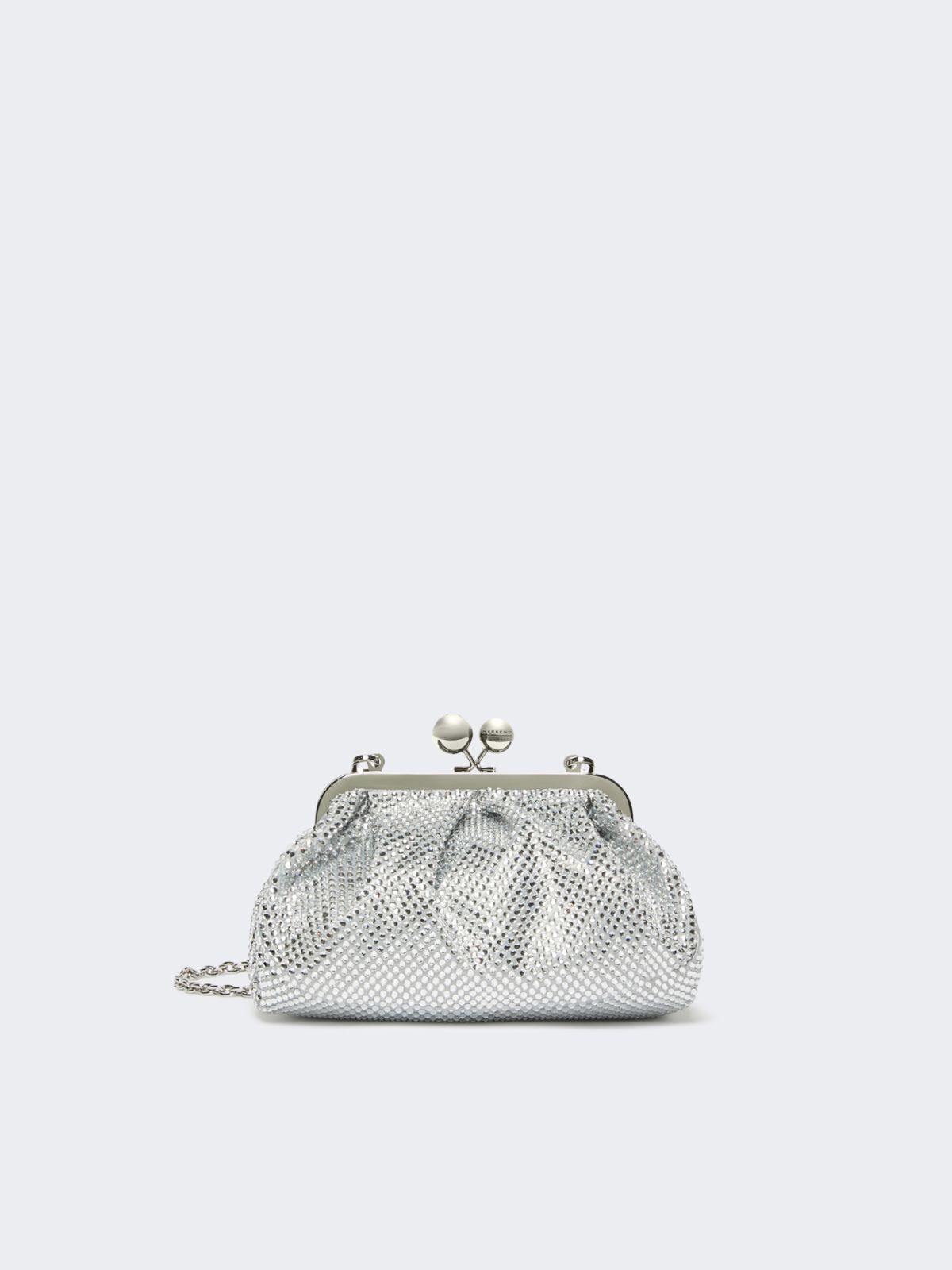 Small Pasticcino Bag in satin with rhinestones - OPTICAL WHITE - Weekend