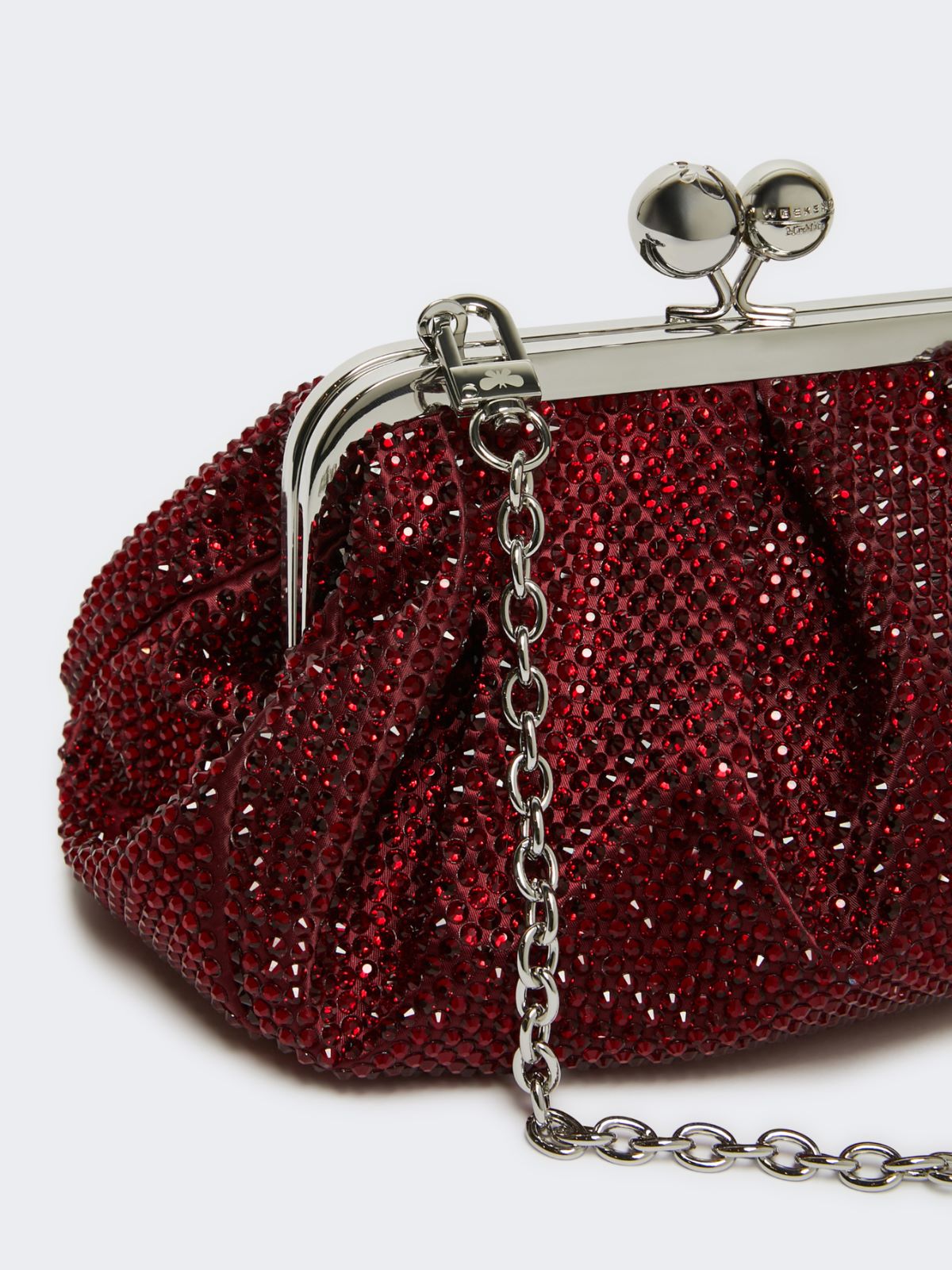 Small Pasticcino Bag in satin with rhinestones - RED - Weekend - 4