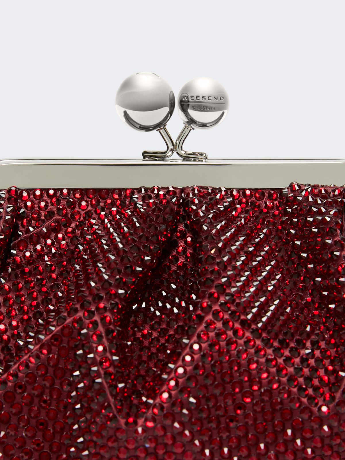 Small Pasticcino Bag in satin with rhinestones - RED - Weekend - 5
