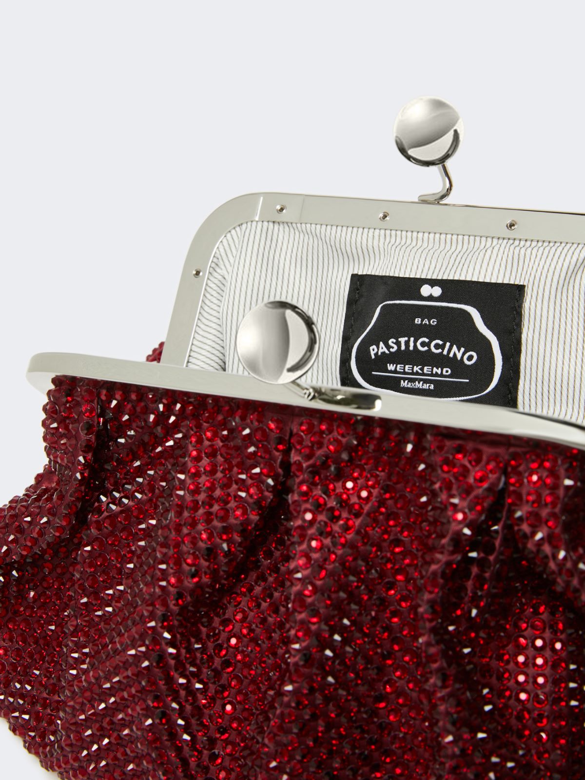 Small Pasticcino Bag in satin with rhinestones - RED - Weekend - 6