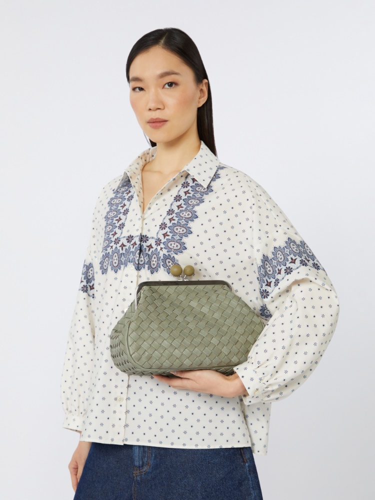 Medium woven leather Pasticcino Bag - SAGE GREEN - Weekend - 2