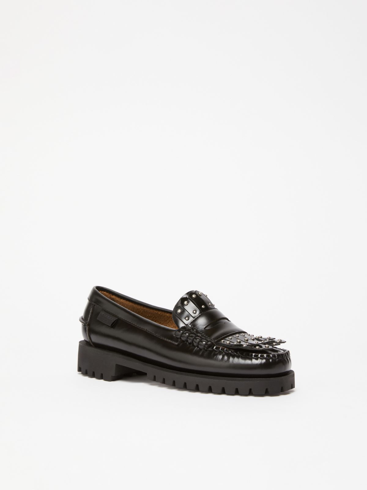 Leather loafers with micro studs - BLACK - Weekend - 2