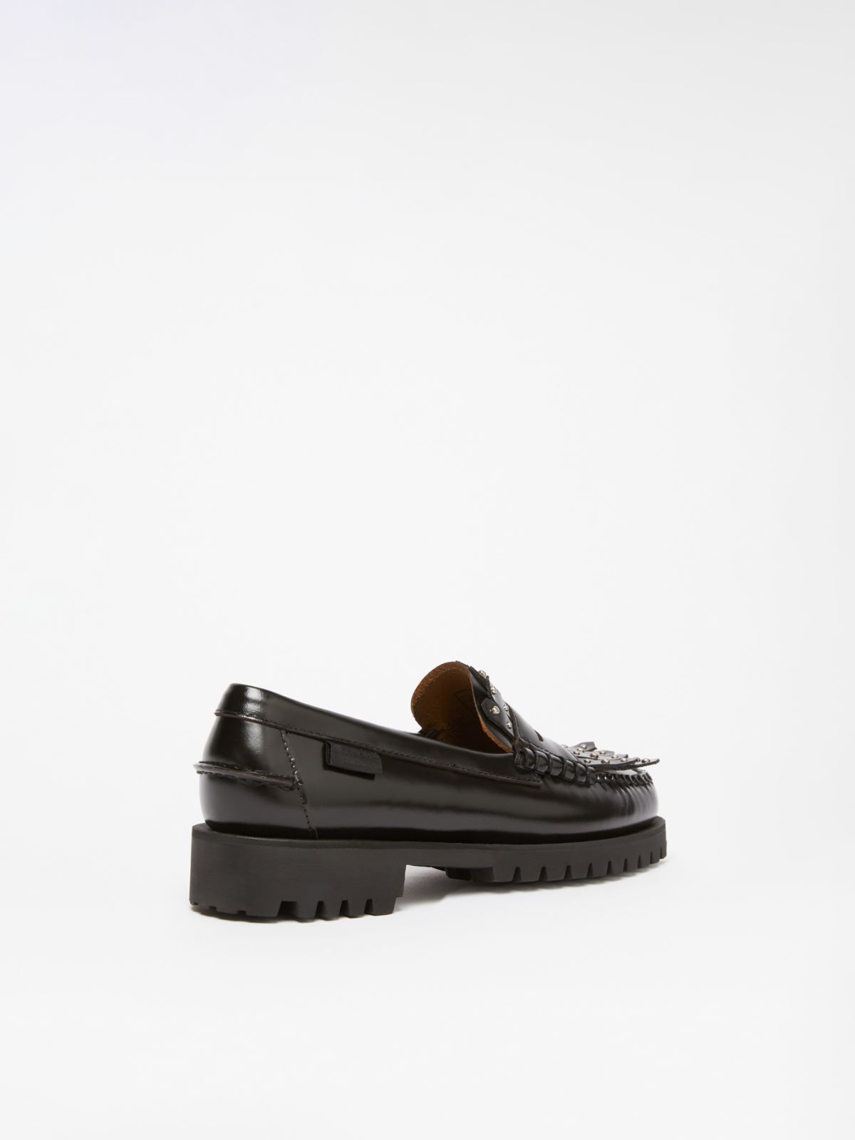 Leather loafers with micro studs - BLACK - Weekend - 3