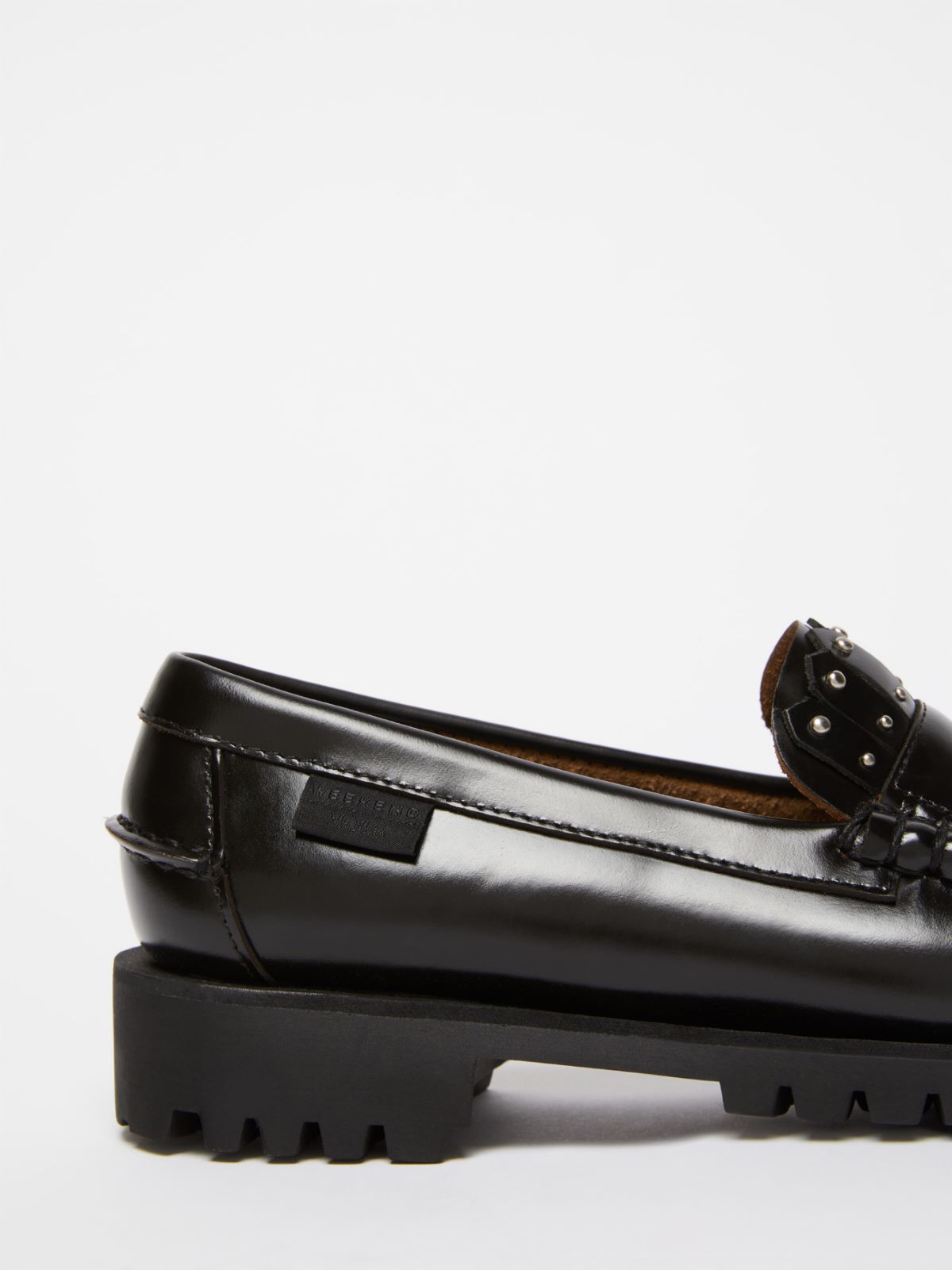Leather loafers with micro studs - BLACK - Weekend - 5