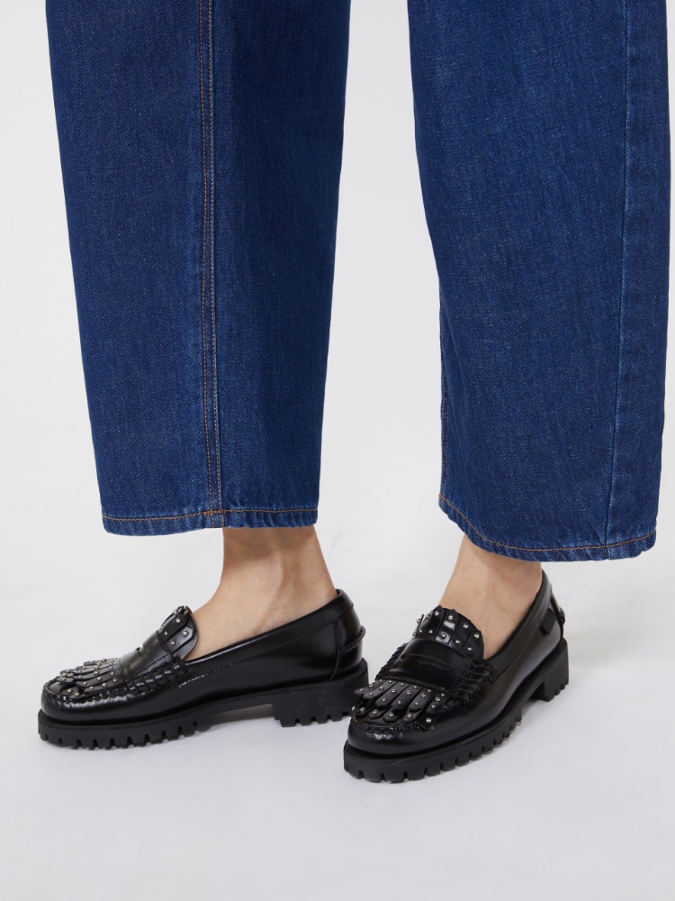 Leather loafers with micro studs - BLACK - Weekend - 2