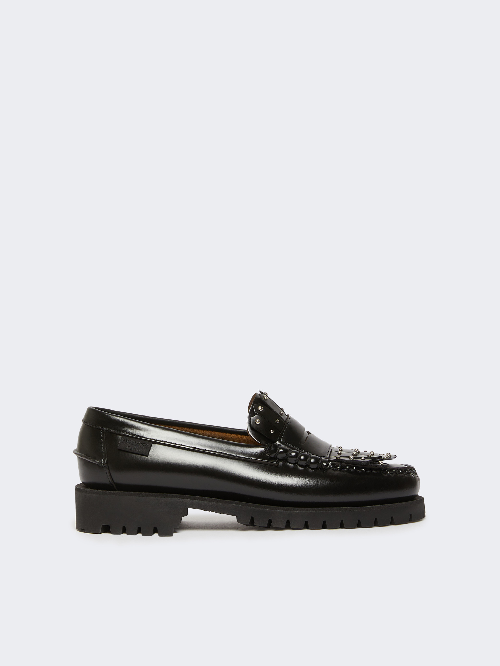 Leather loafers with micro studs - BLACK - Weekend Max Mara