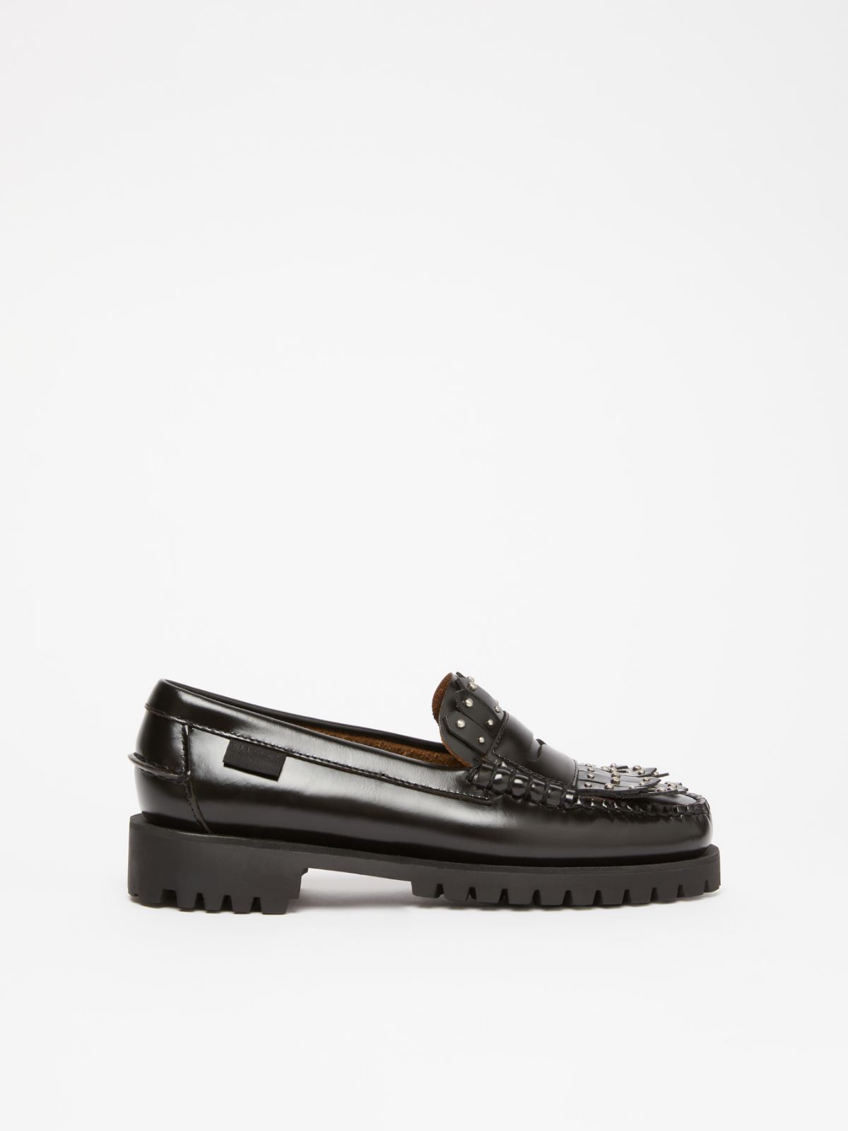 Leather loafers with micro studs - BLACK - Weekend