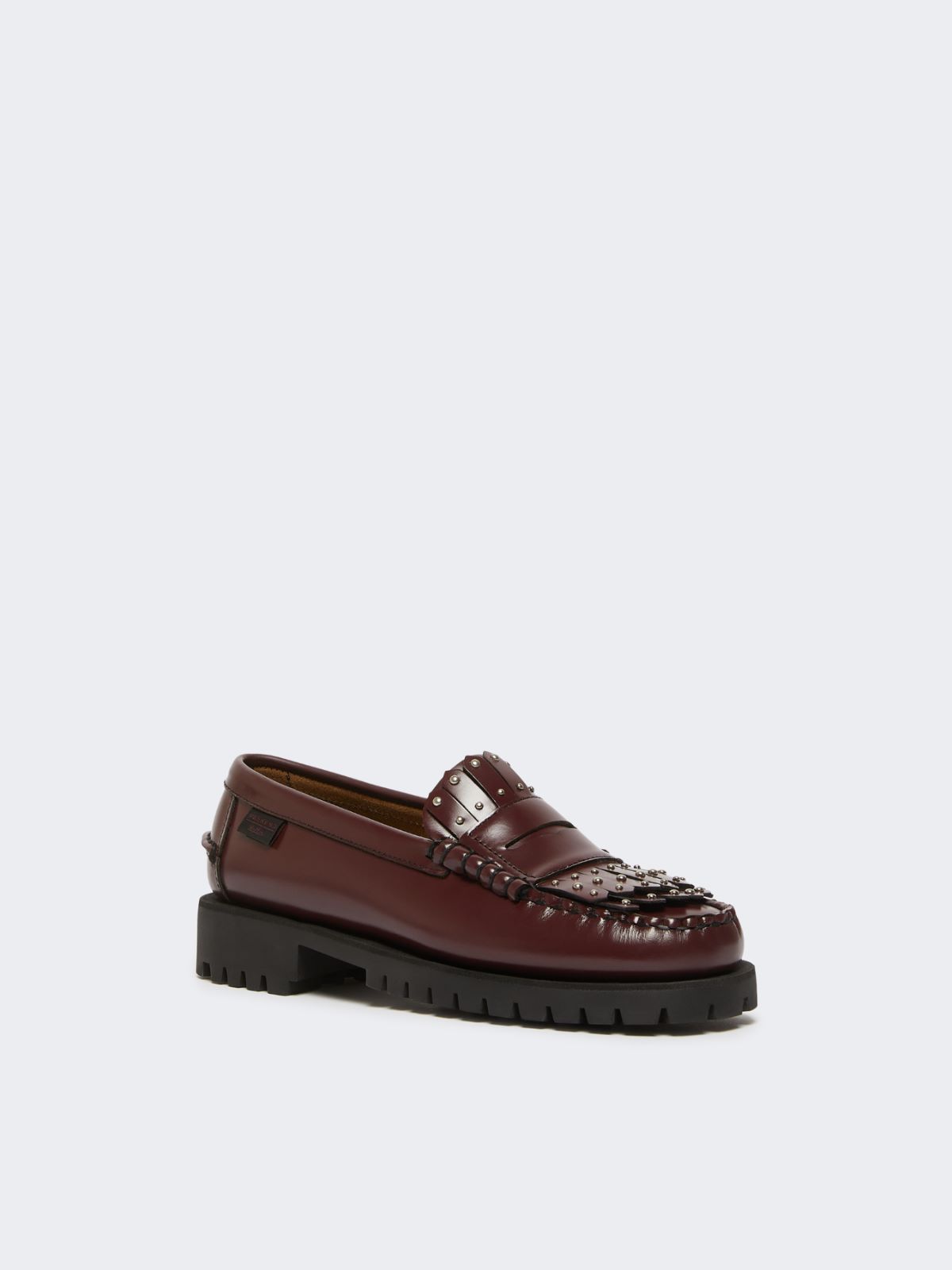 Mocassino in pelle con micro borchie - BORDEAUX - Weekend - 2