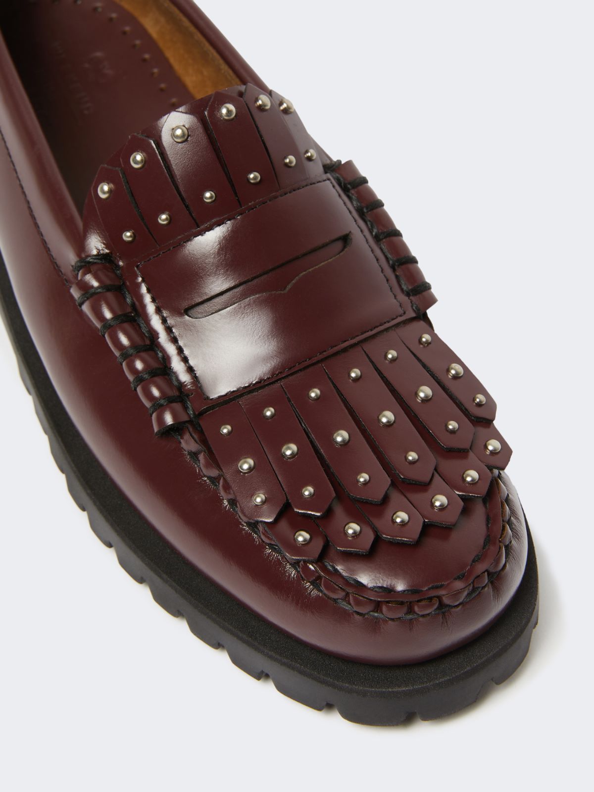 Mocassino in pelle con micro borchie - BORDEAUX - Weekend - 4