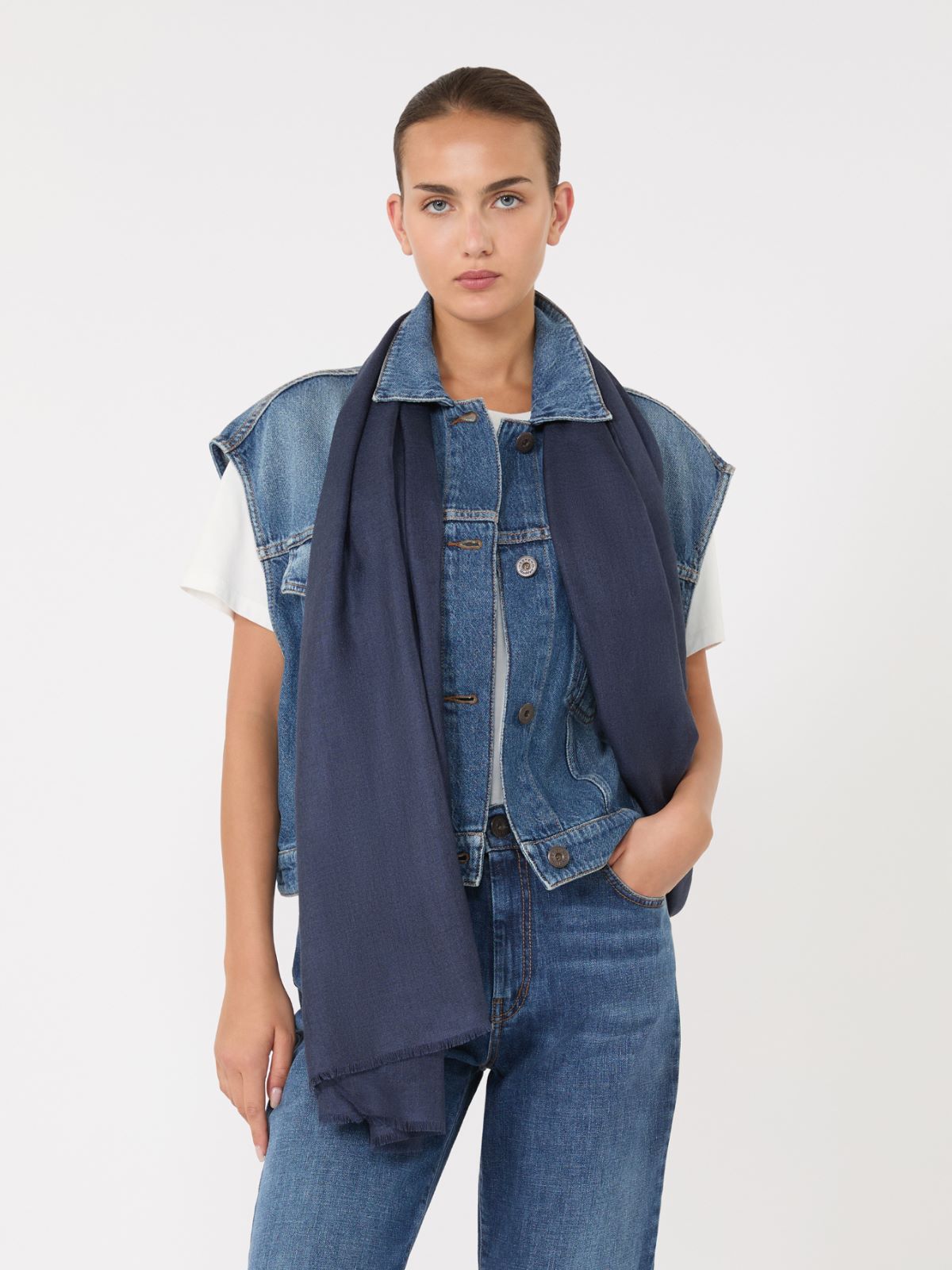 Cashmere and silk stole - MIDNIGHTBLUE - Weekend - 5