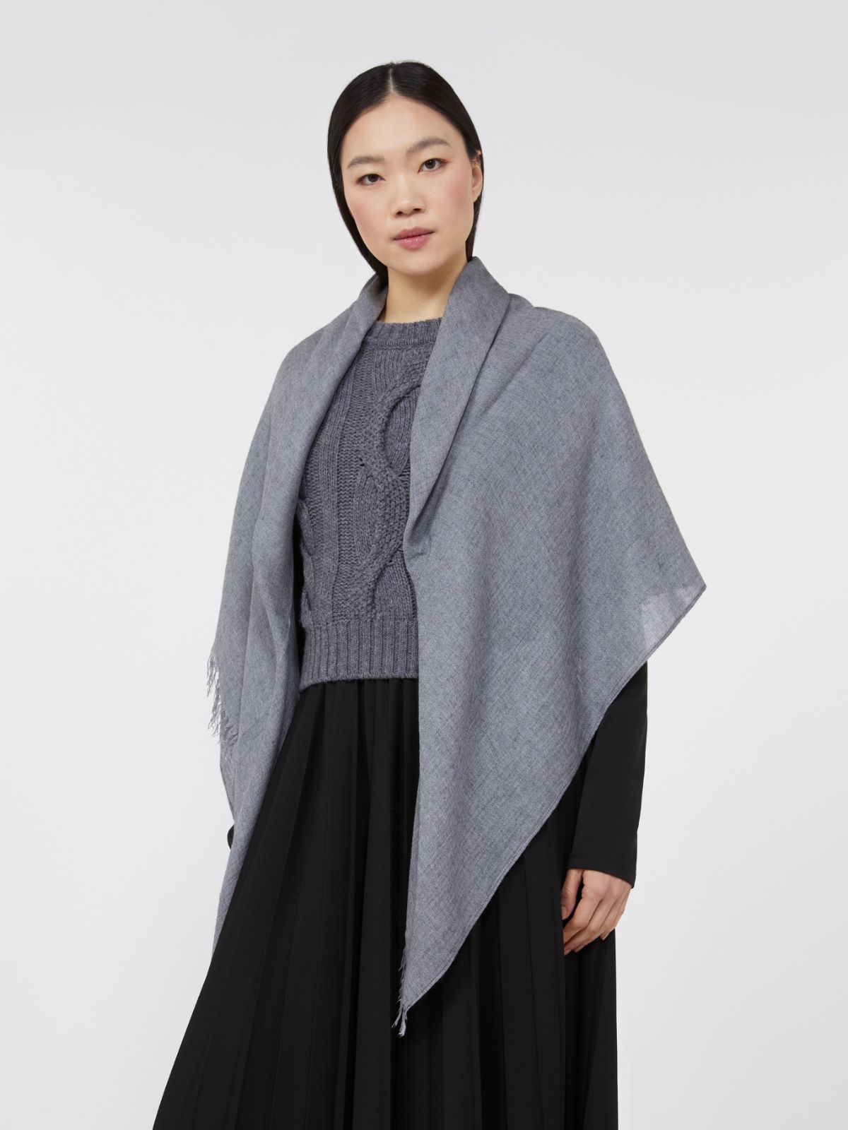 Viscose and cashmere shawl - MEDIUM GREY - Weekend - 4