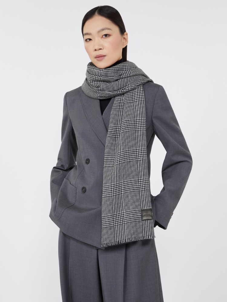Patterned wool stole - BLACK - Weekend - 2