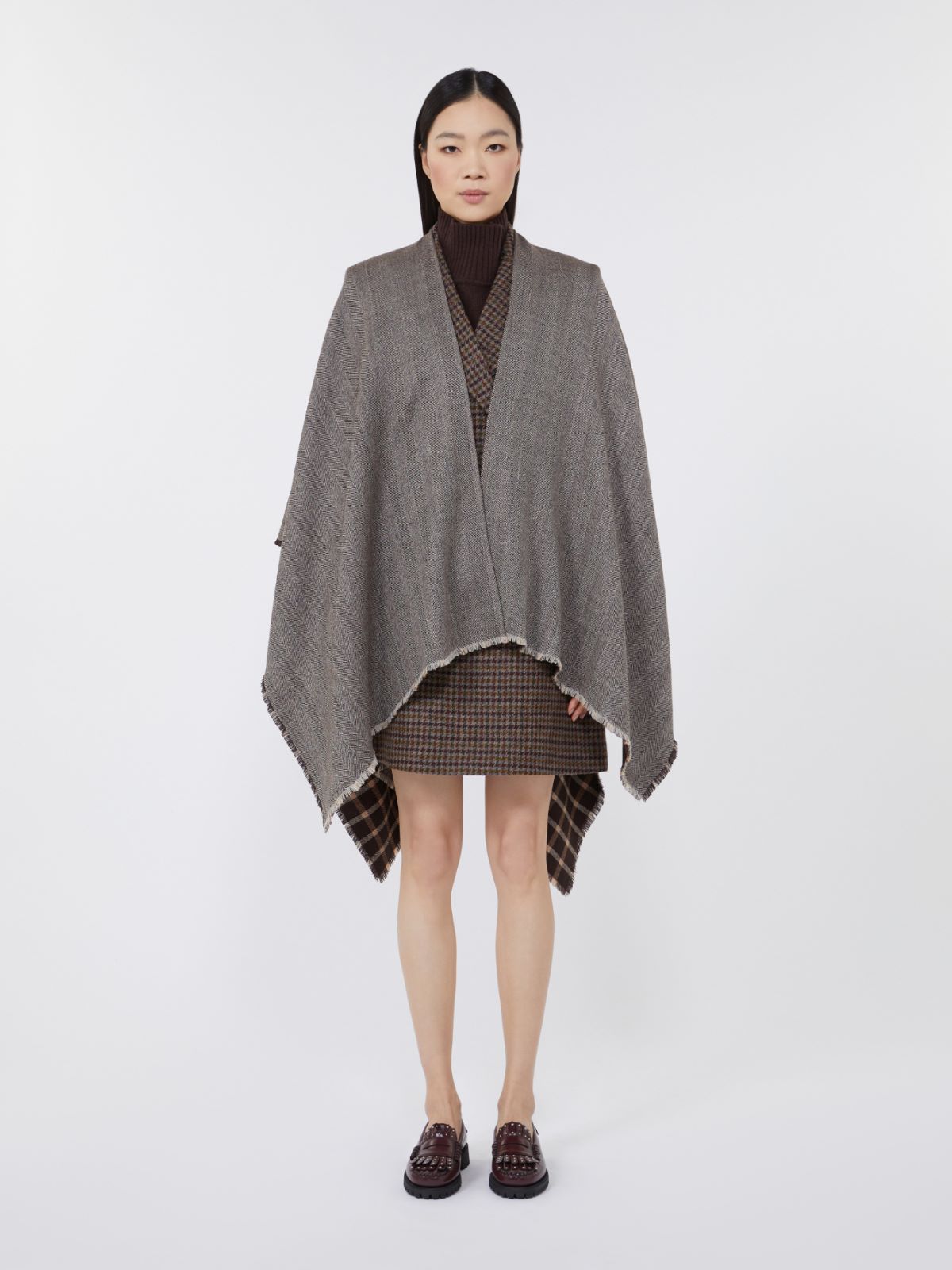 Double-face wool cape - DARK BROWN - Weekend - 2