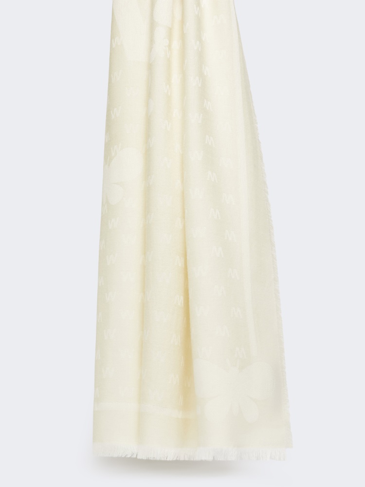 Jacquard-knit viscose and wool shawl - MILK - Weekend - 2