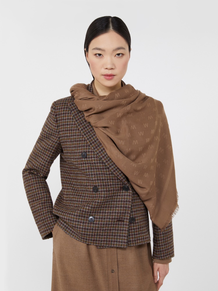 Jacquard-knit viscose and wool shawl - CAMEL - Weekend - 2