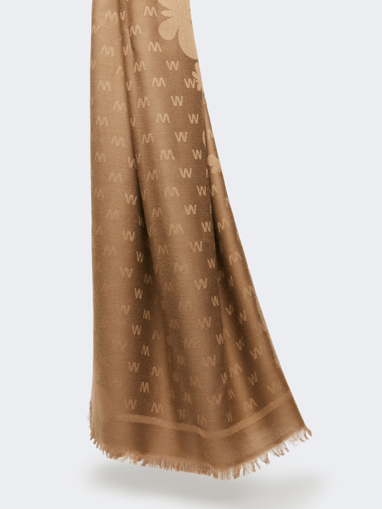 Jacquard-knit viscose and wool shawl - CAMEL - Weekend
