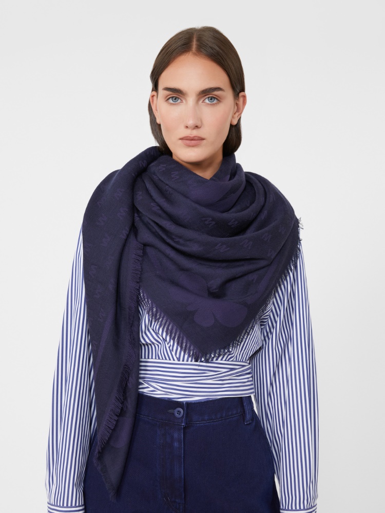 Jacquard-knit viscose and wool shawl - ULTRAMARINE - Weekend - 2