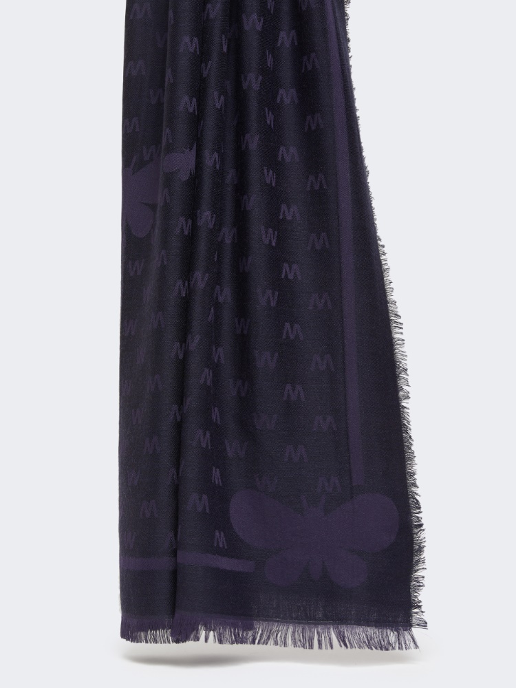 Jacquard-knit viscose and wool shawl - ULTRAMARINE - Weekend