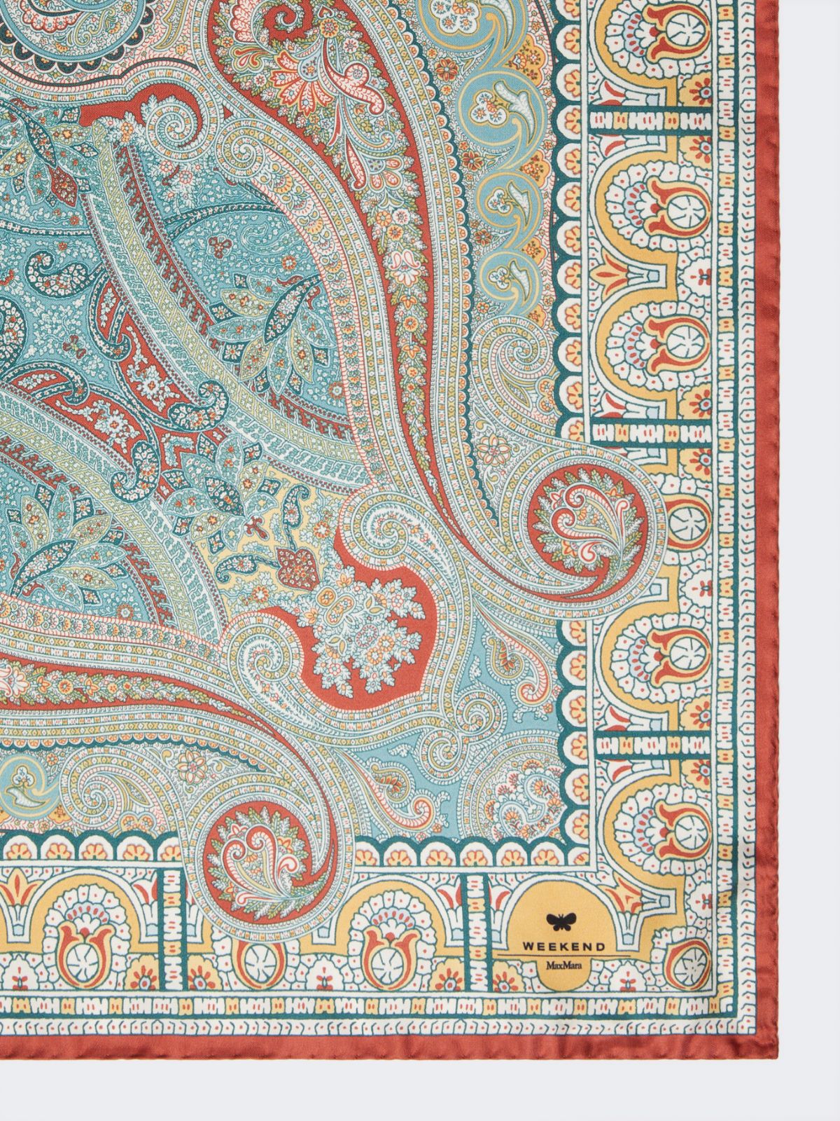 Printed silk twill scarf - DARK BROWN - Weekend - 2
