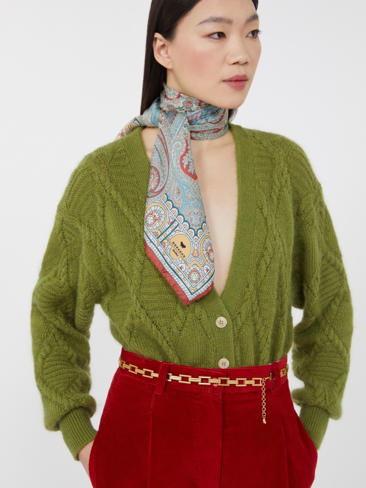 Printed silk twill scarf - DARK BROWN - Weekend - 2