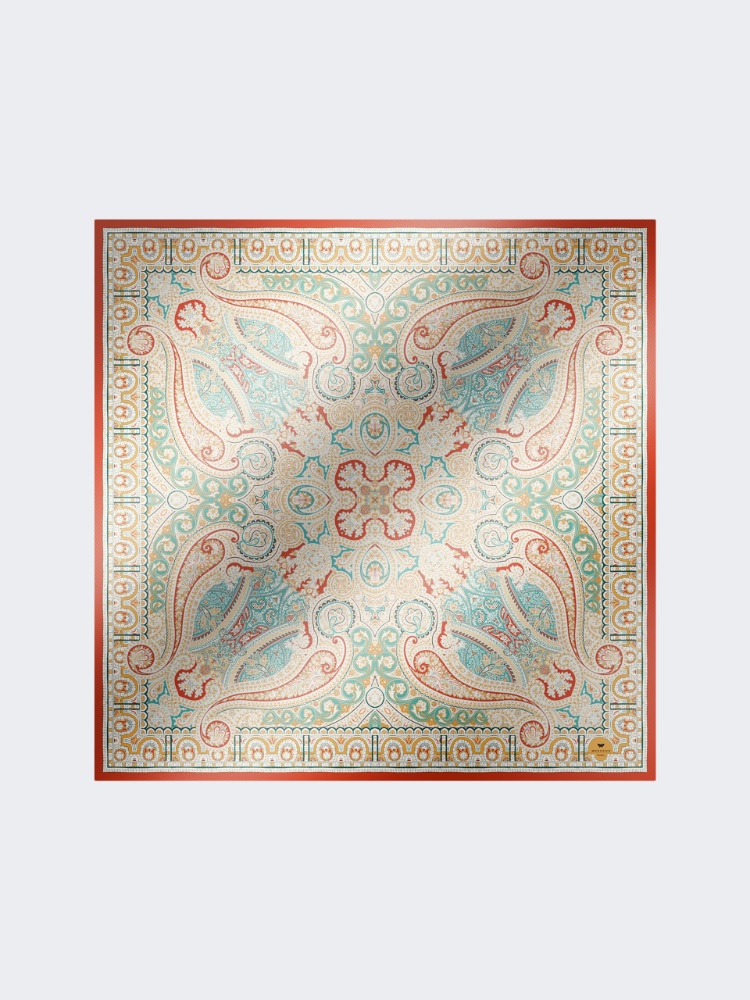 Printed silk twill scarf - DARK BROWN - Weekend
