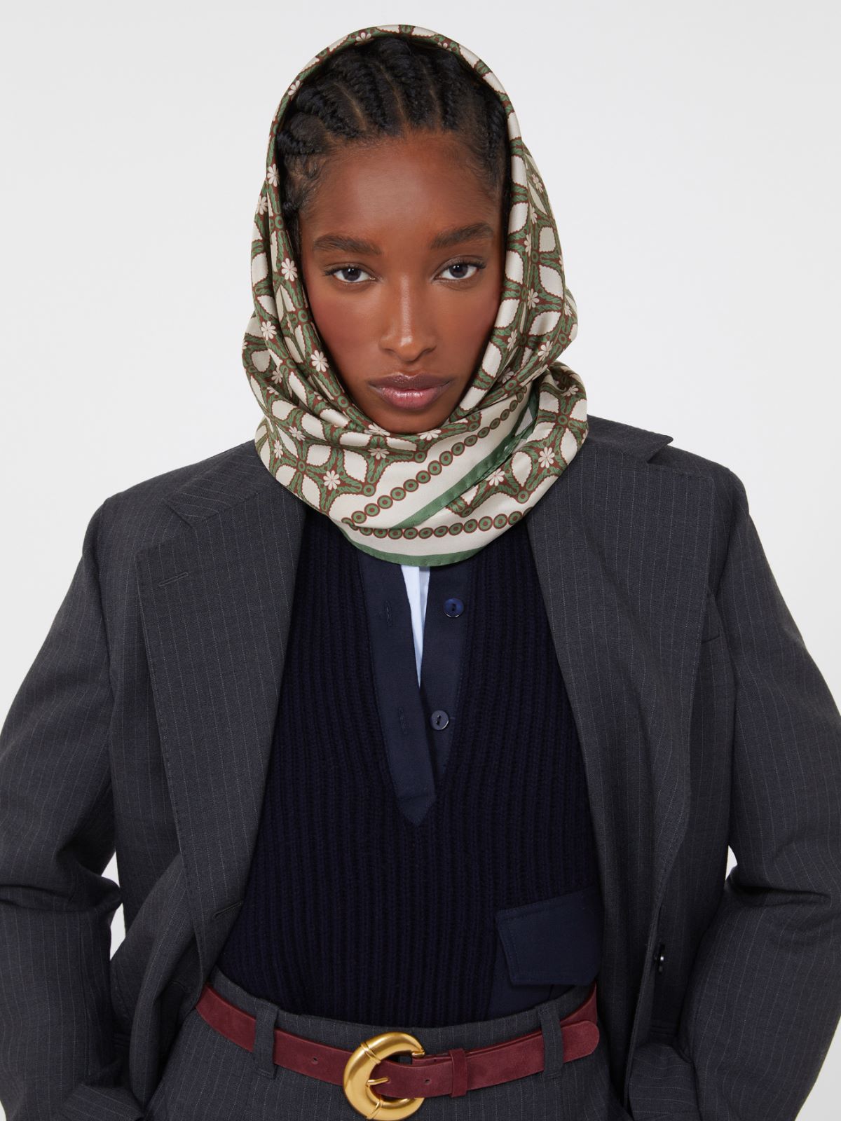Printed silk twill scarf - BEIGE - Weekend - 6