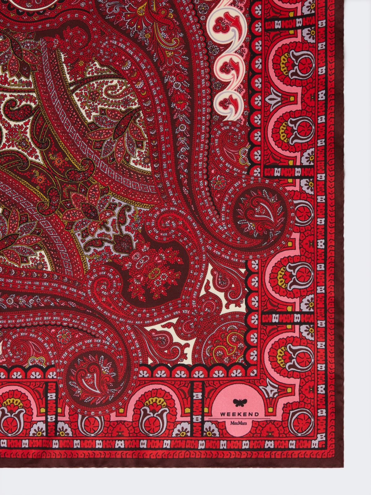 Printed silk twill scarf - RED PURPLE - Weekend - 2