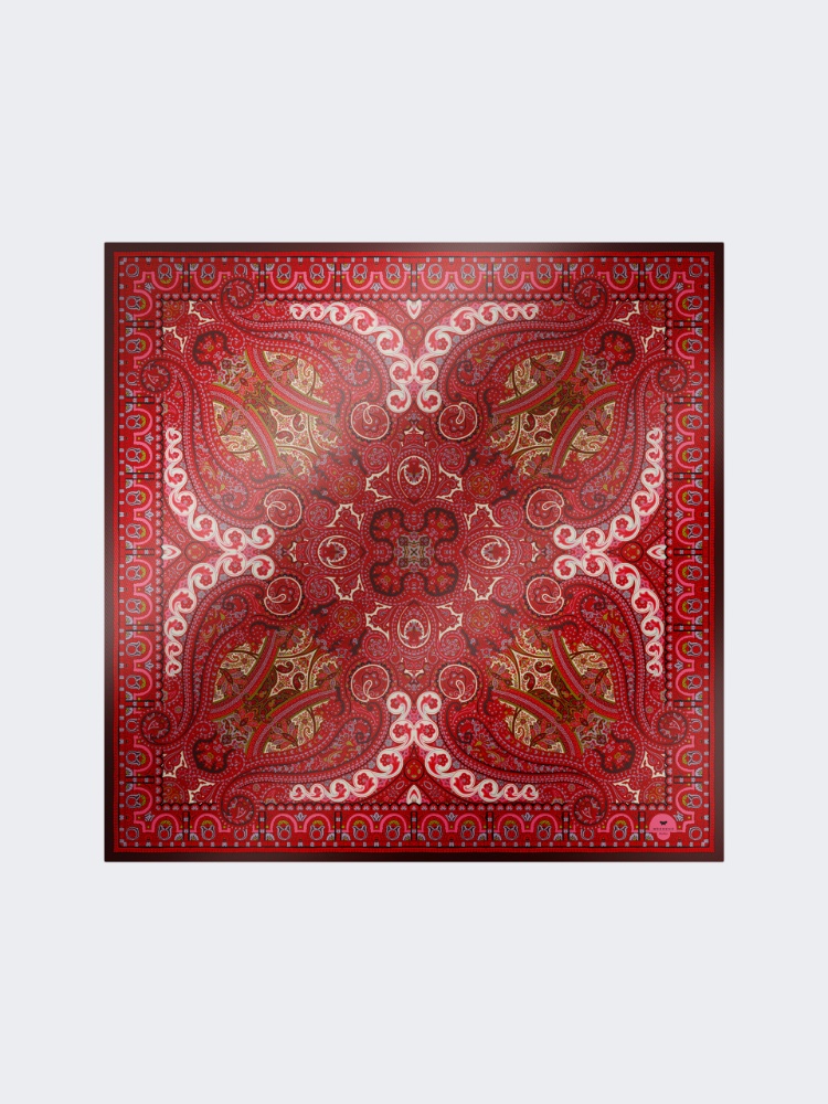 Printed silk twill scarf - RED PURPLE - Weekend