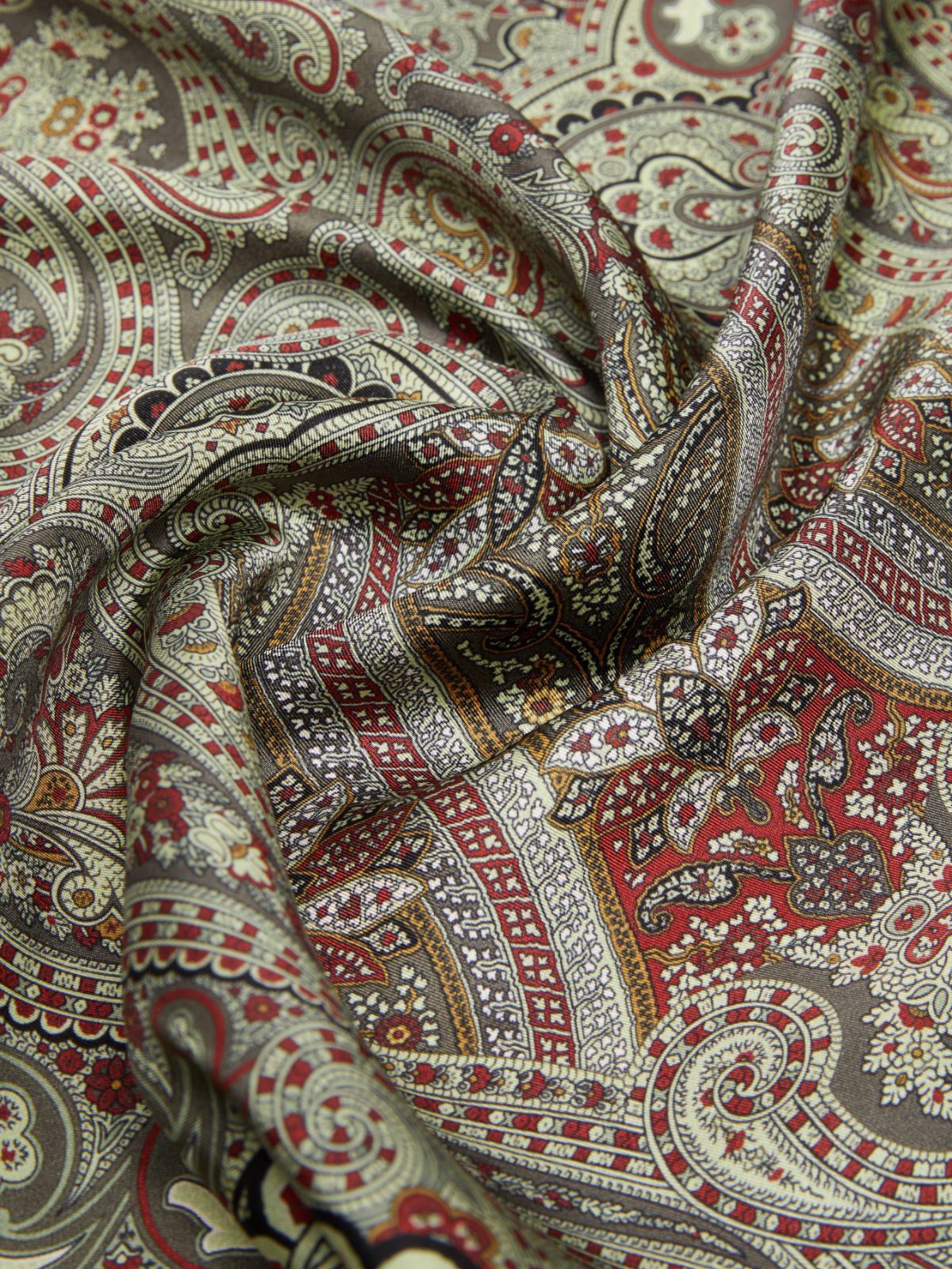 Printed silk twill scarf - OLIVE GREEN - Weekend - 3