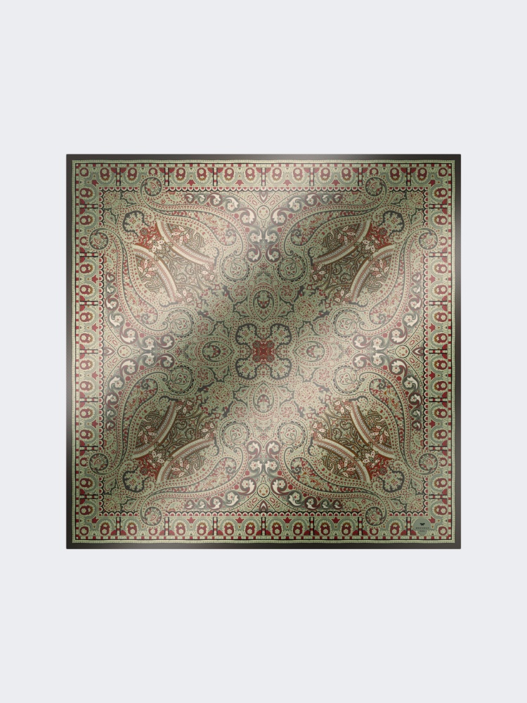 Printed silk twill scarf - OLIVE GREEN - Weekend