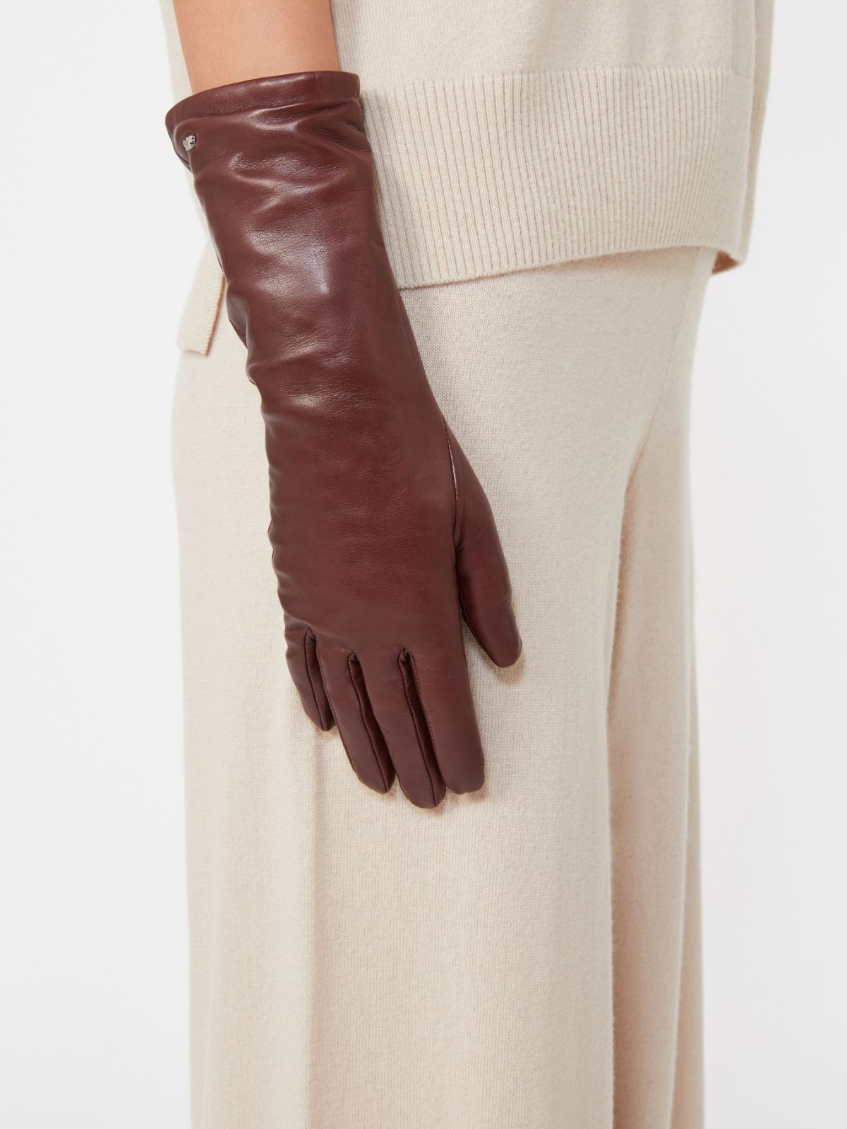 Medium-length nappa leather gloves - BORDEAUX - Weekend - 3
