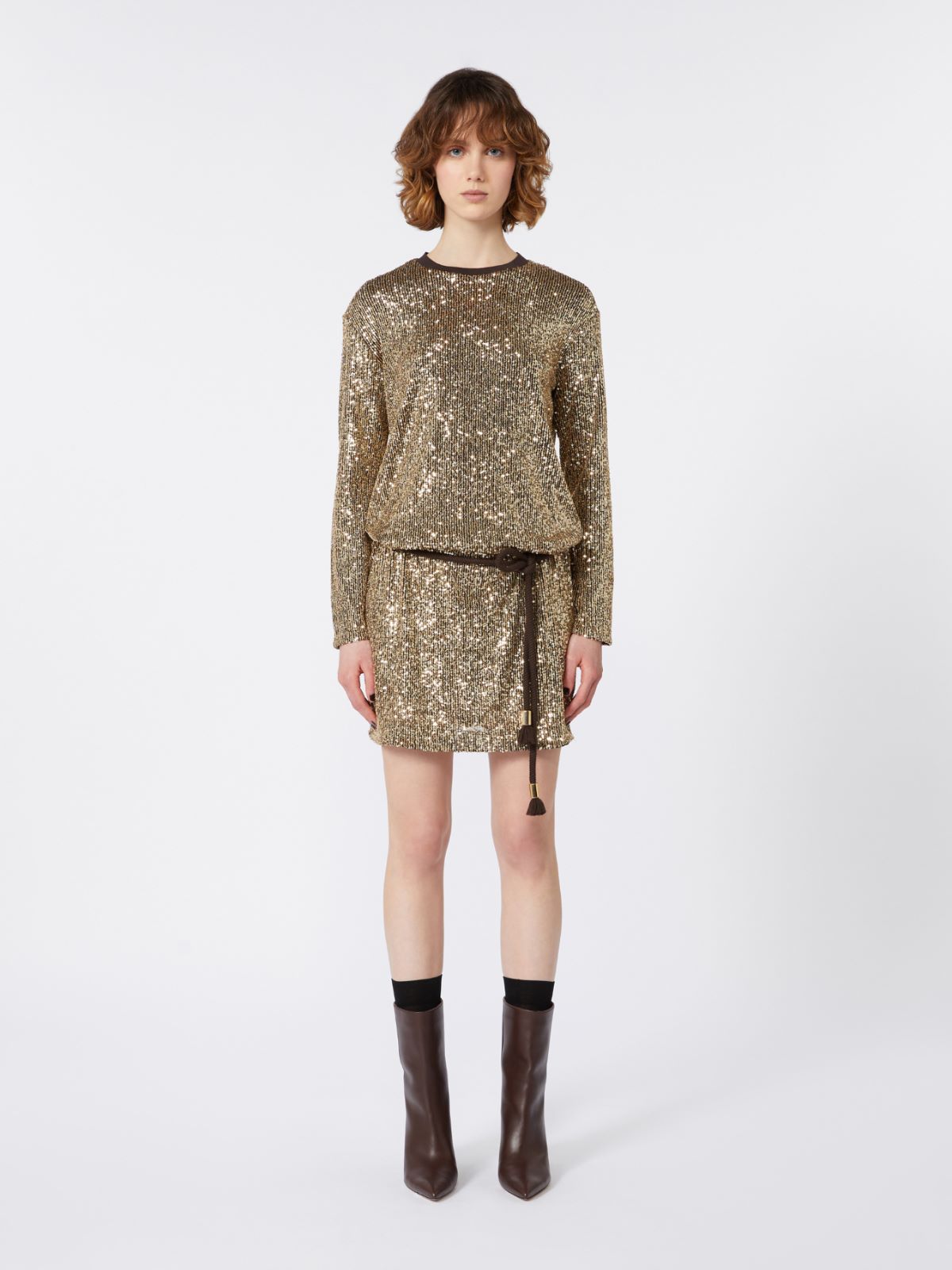 Short tulle dress with sequins - LIGHT GOLD - Weekend - 2
