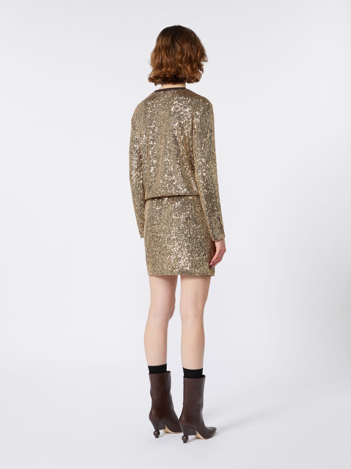 Short tulle dress with sequins - LIGHT GOLD - Weekend - 3