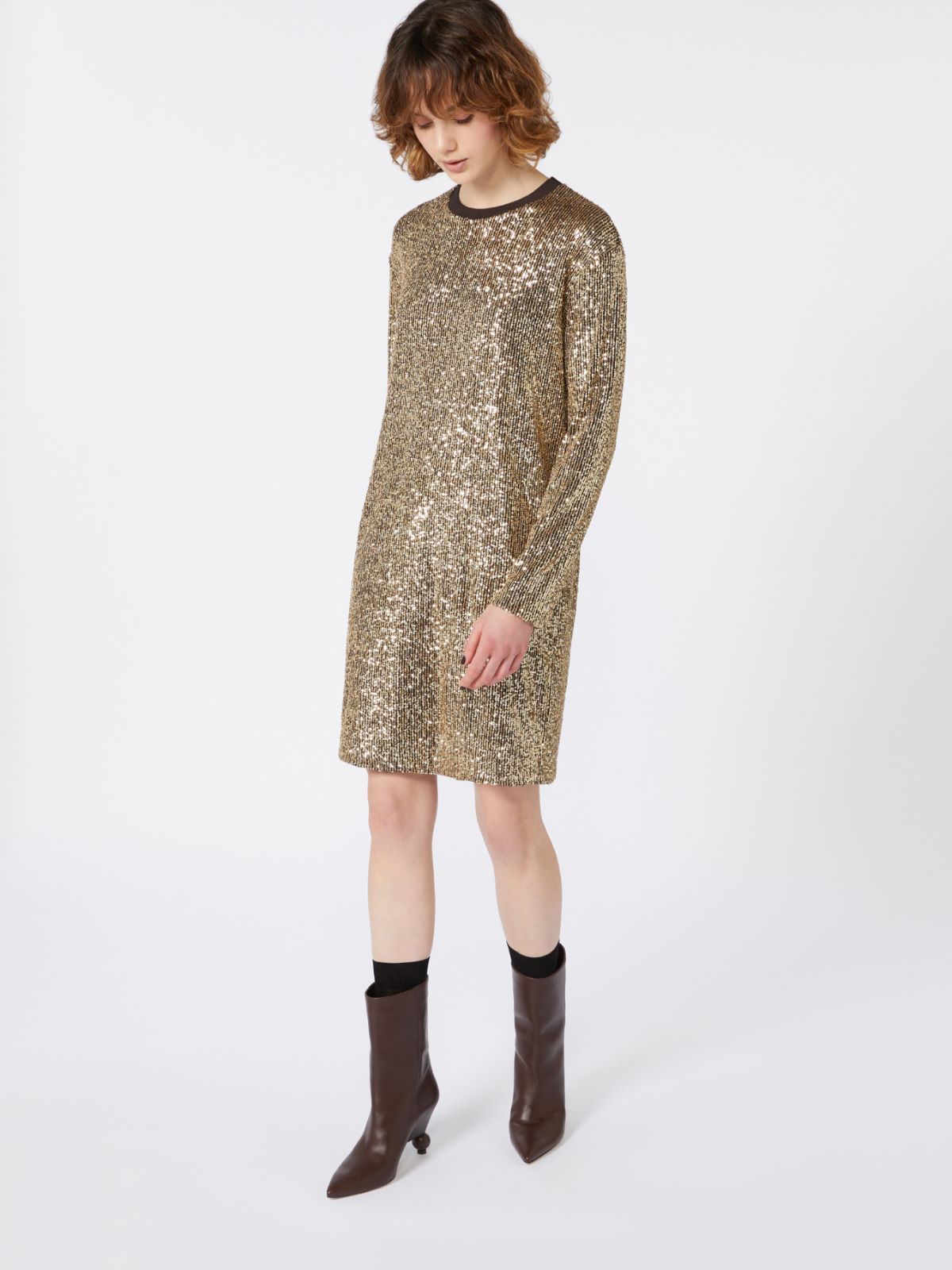 Short tulle dress with sequins - LIGHT GOLD - Weekend - 4