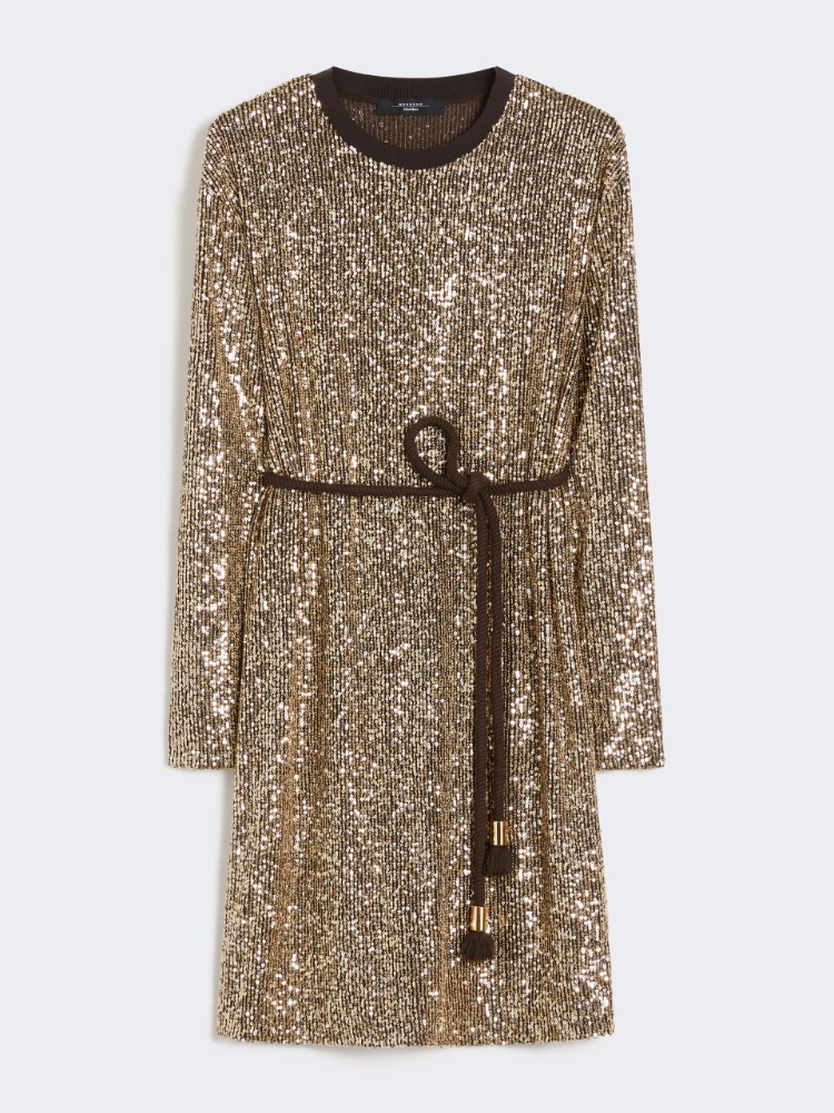 Short tulle dress with sequins - LIGHT GOLD - Weekend - 2