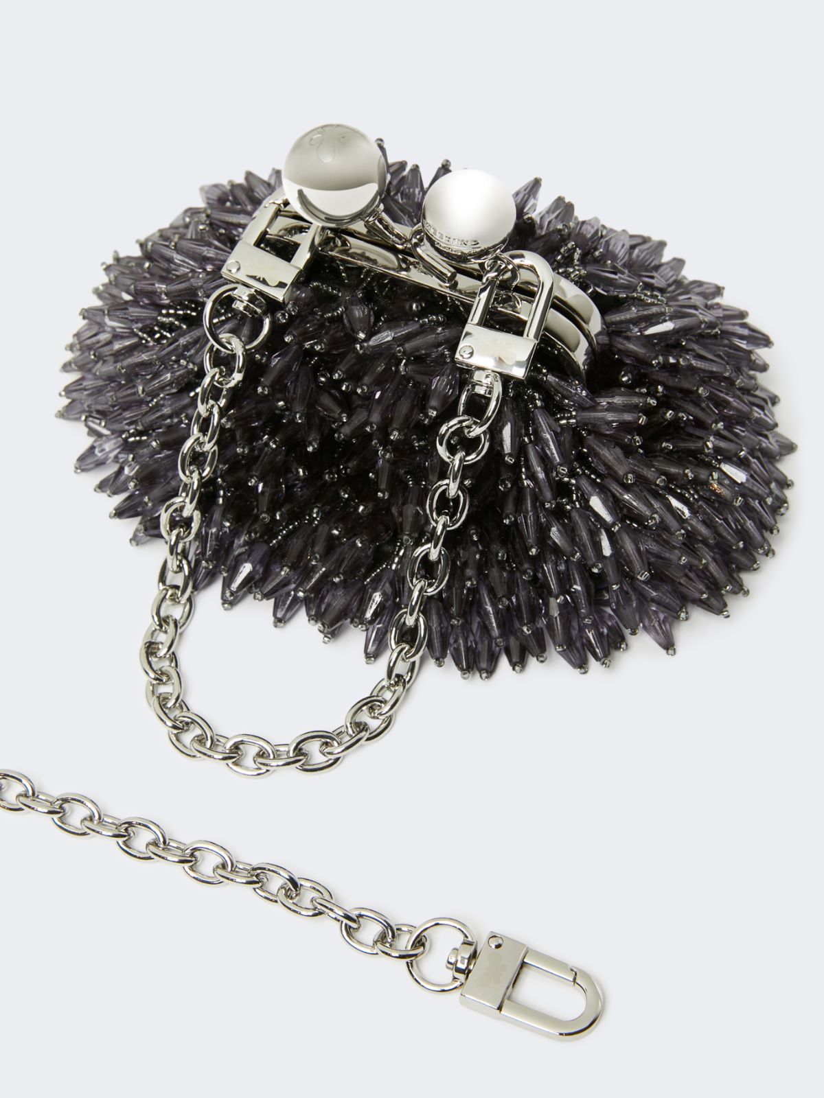Mini Pasticcino Bag in satin with rhinestones - BLACK - Weekend - 4