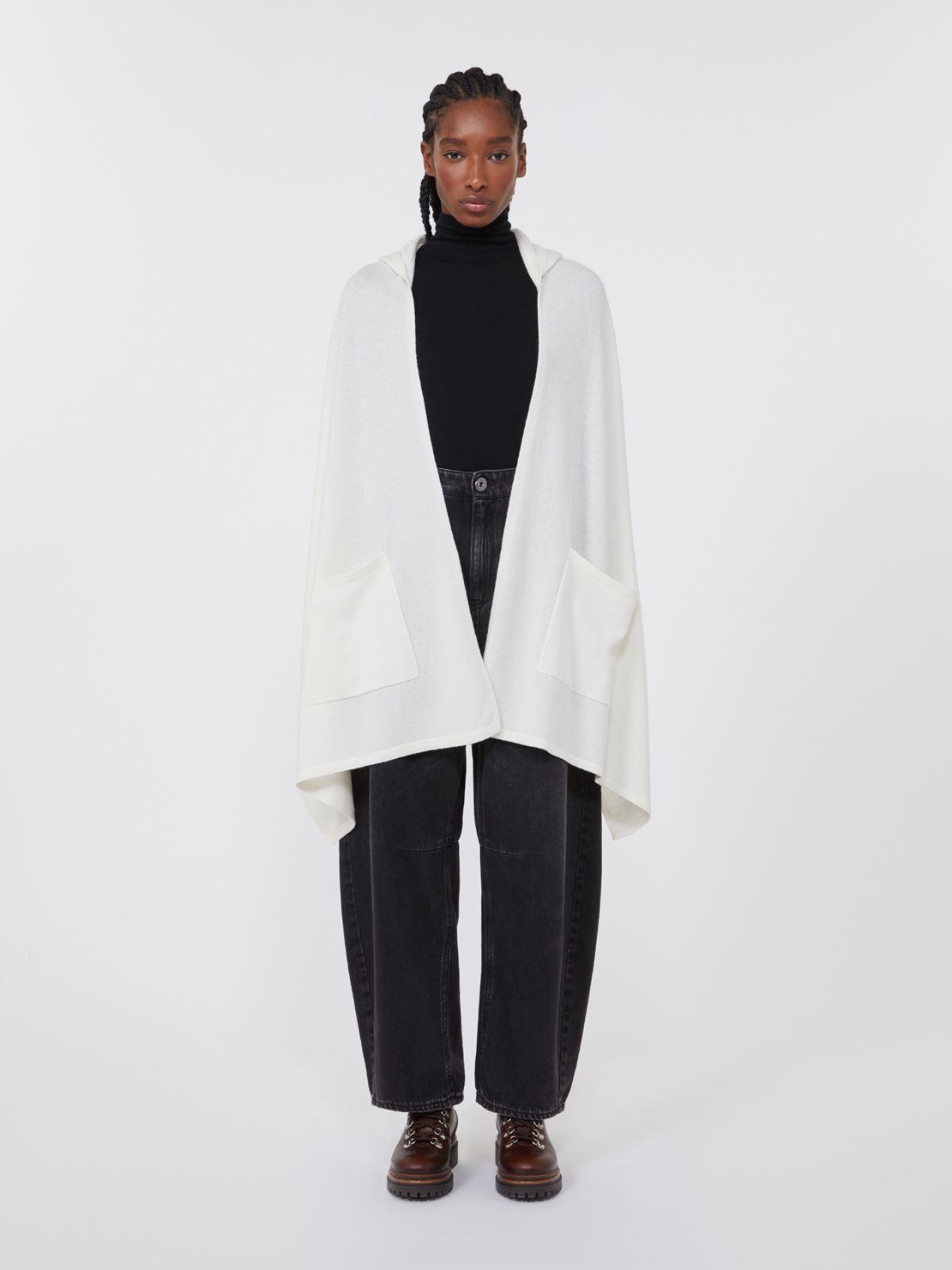 Cashmere hooded shawl - OPTICAL WHITE - Weekend - 2