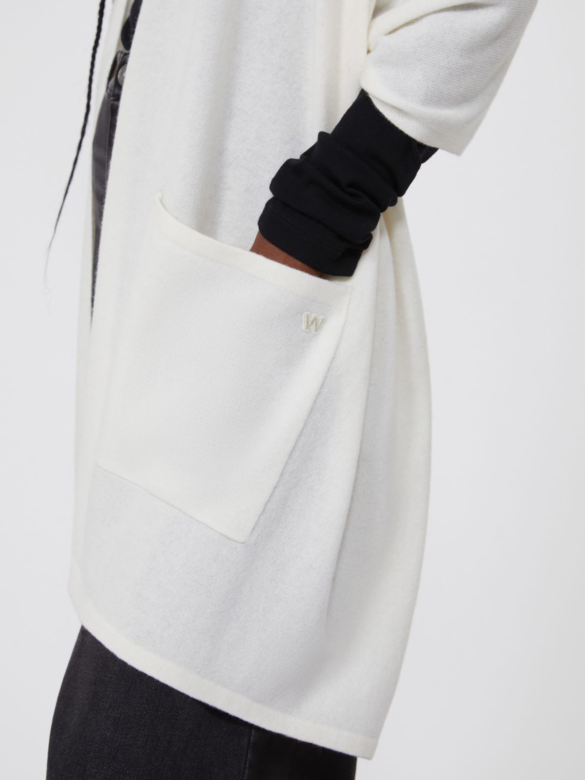 Cashmere hooded shawl - OPTICAL WHITE - Weekend - 4