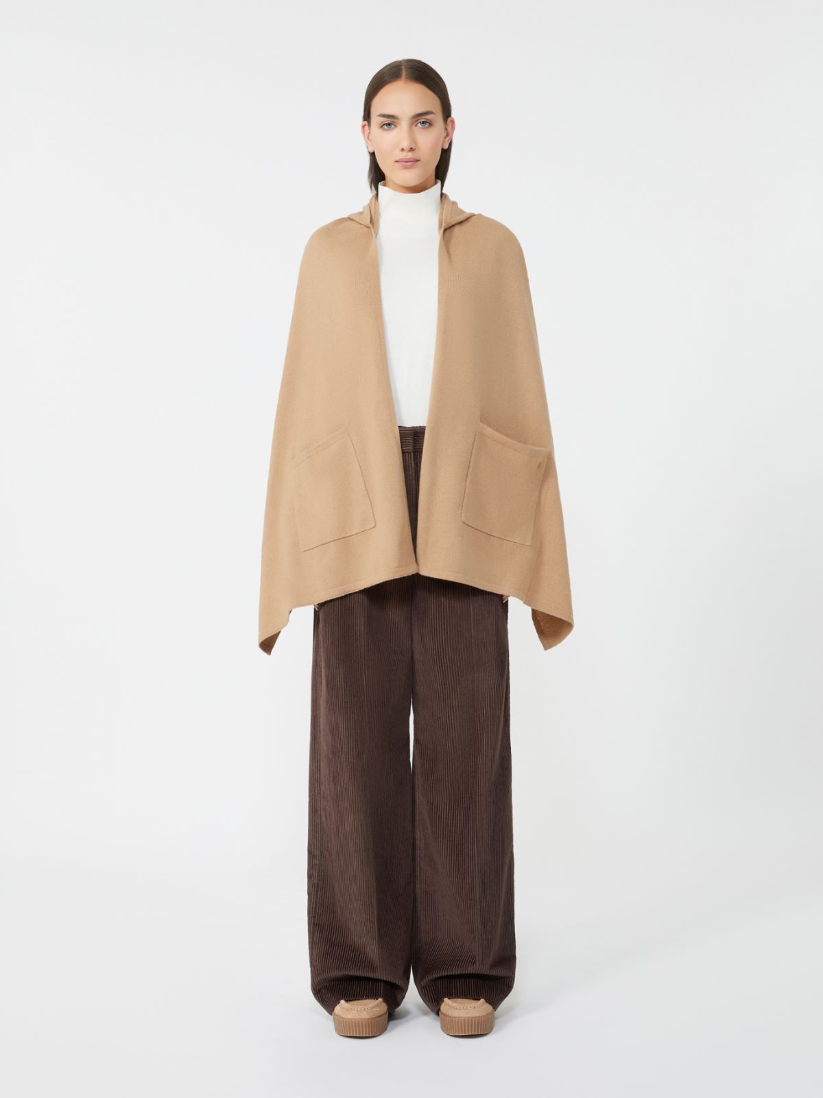 Cashmere hooded shawl - CAMEL - Weekend - 2