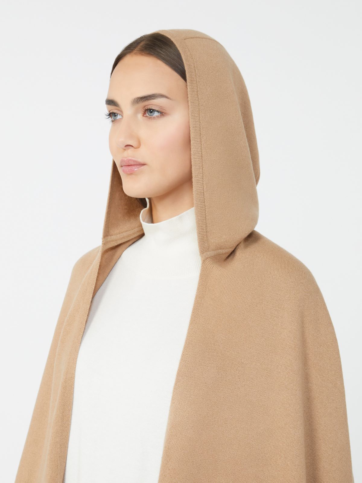 Cashmere hooded shawl - CAMEL - Weekend - 4