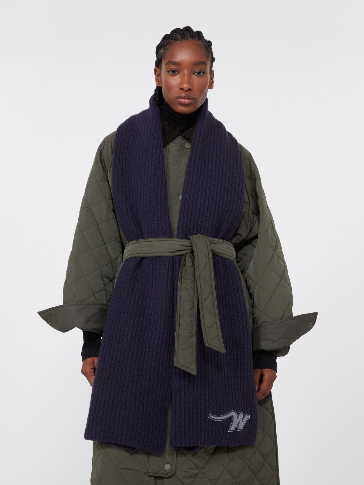 Wool yarn scarf - NAVY - Weekend - 6
