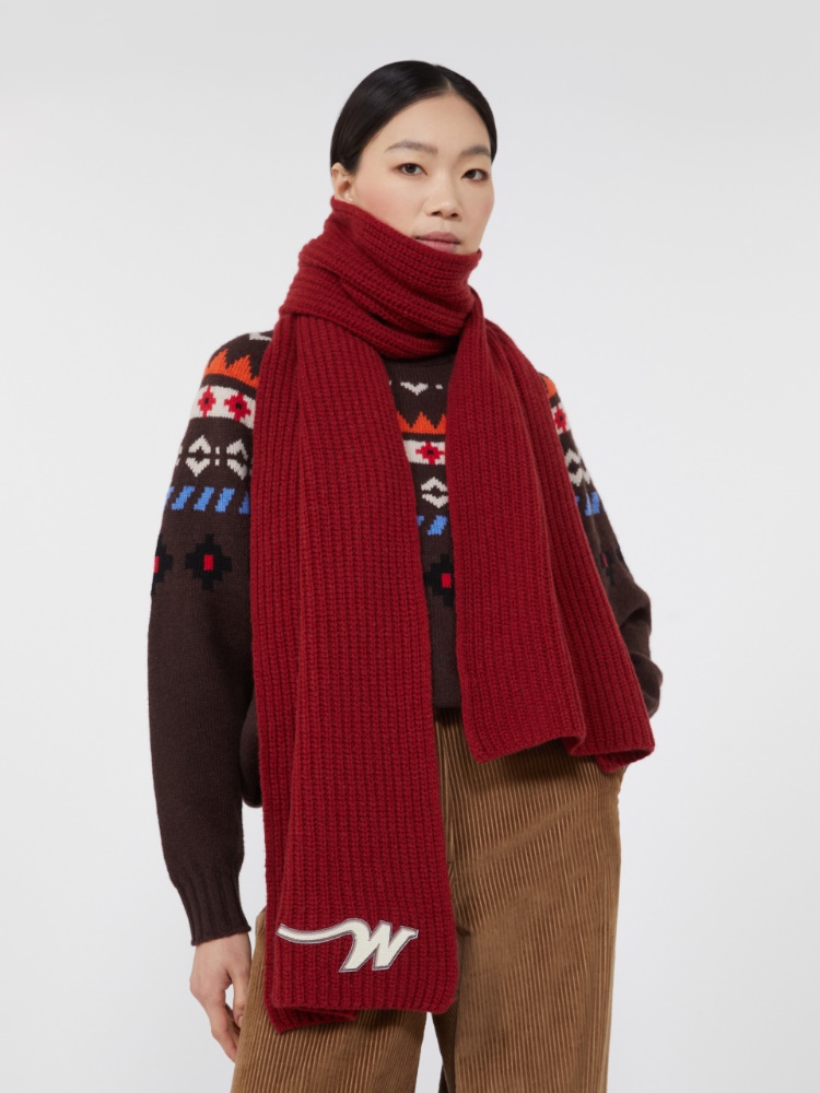 Wool yarn scarf - BERRY RED - Weekend - 2