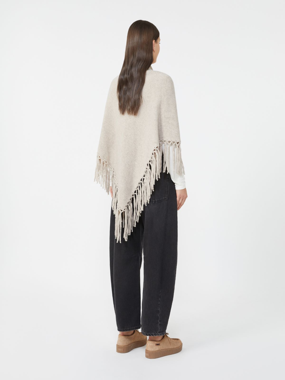 Wool shawl with fringes - BEIGE - Weekend - 3
