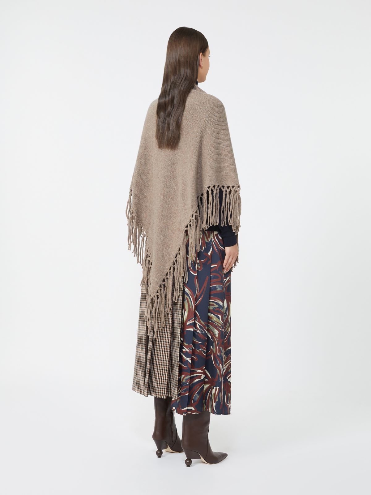 Wool shawl with fringes - BROWN - Weekend - 3