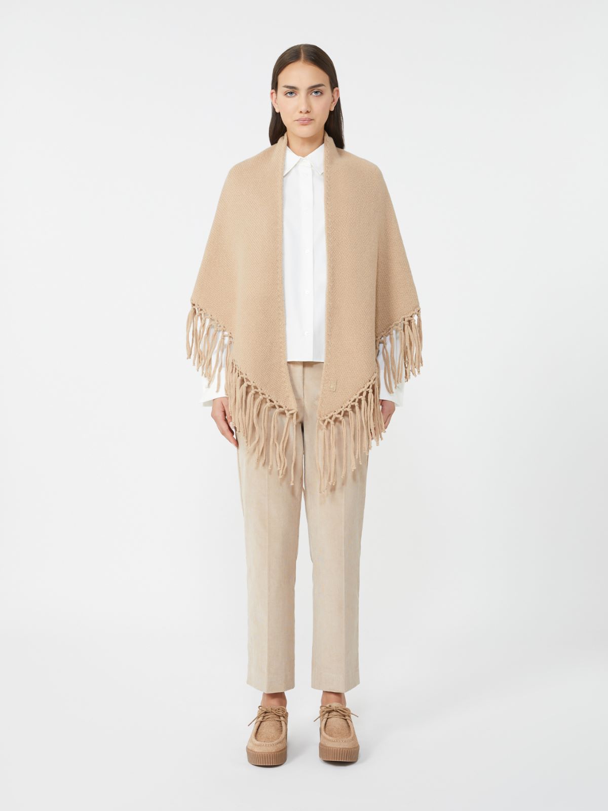 Wool shawl with fringes - CAMEL - Weekend - 2
