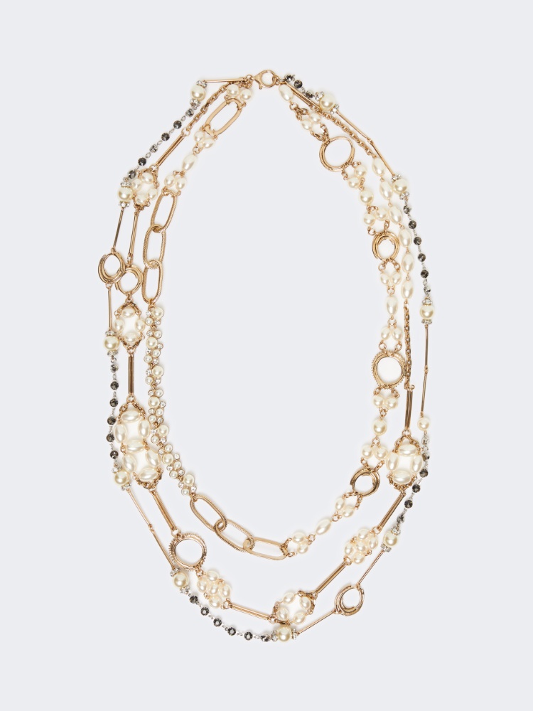 Multistrand necklace with pearls - OPTICAL WHITE - Weekend