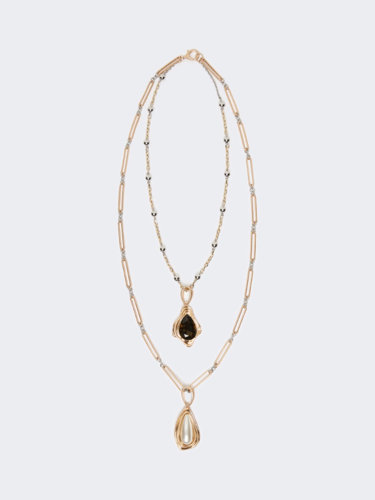 Metal and resin necklace - GOLD - Weekend
