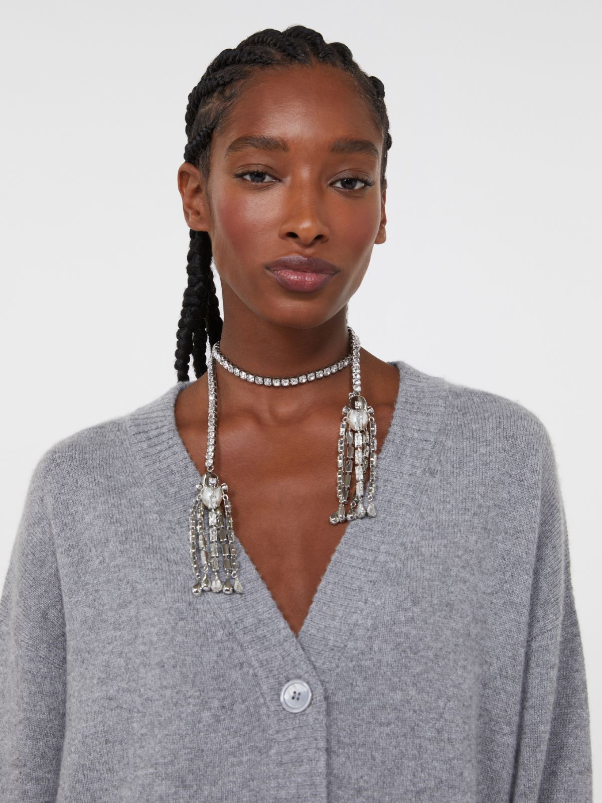 Tassel and rhinestone necklace - SILVER - Weekend - 5