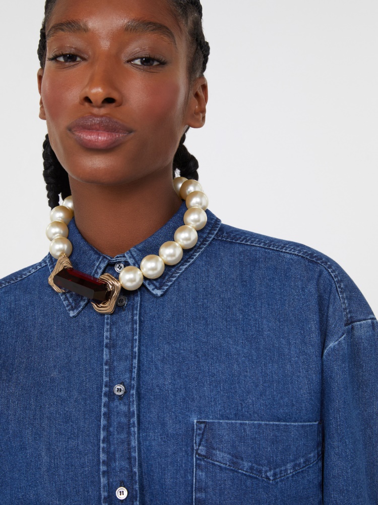 Choker necklace with pearls - OPTICAL WHITE - Weekend - 2